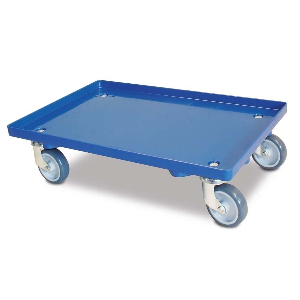 Produktabbildung: Transportroller für Eurobehälter 600 x 400 mm, geschlossenes Deck, TK 250 kg, blau