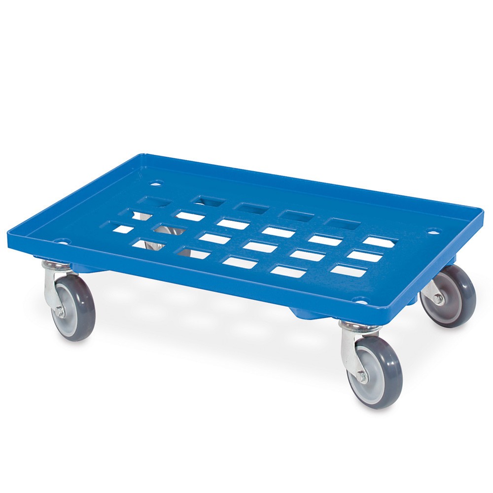 Produktabbildung: Transportroller für Eurobehälter 600 x 400 mm, mit Gitterdeck, TK 250 kg, blau