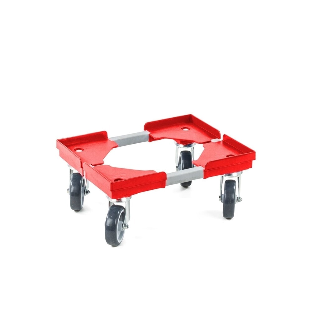 Produktabbildung: Transportroller, Typ Stahlprofil + Kunststoffecken, TK 300 kg, BxT 310 x 410 mm, Rollen-Ø 100 mm