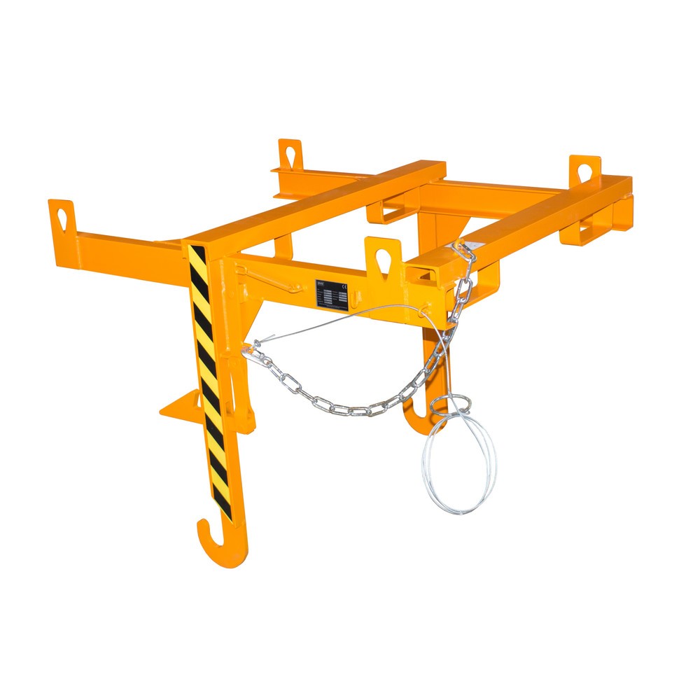 Produktabbildung: Traverse Typ BKT für Bauer® stapelbare Kippbehälter, TK 2.000 kg, Volumen 0,9 m³, RAL 2000 gelborange