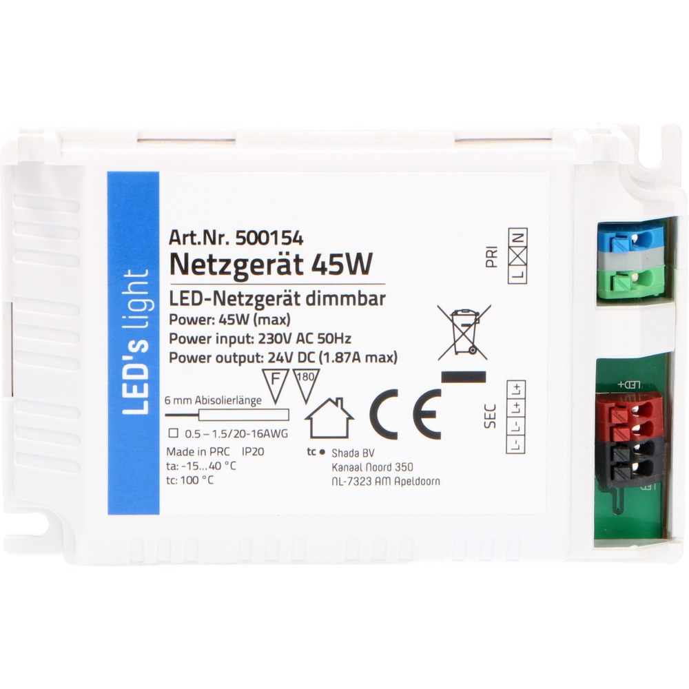 Produktabbildung: Treiber für LED Lichtband - 45W 24V - weiß - dimmbar
