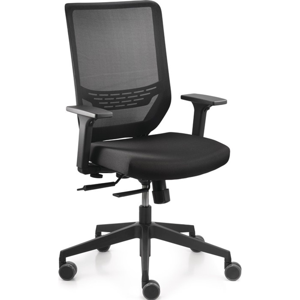 Produktabbildung: TREND OFFICE Bürodrehstuhl Mesh, schwarz 410-520 mm, Armlehnen, breiten- und höhenverstellbar, mit Synchrontechnik