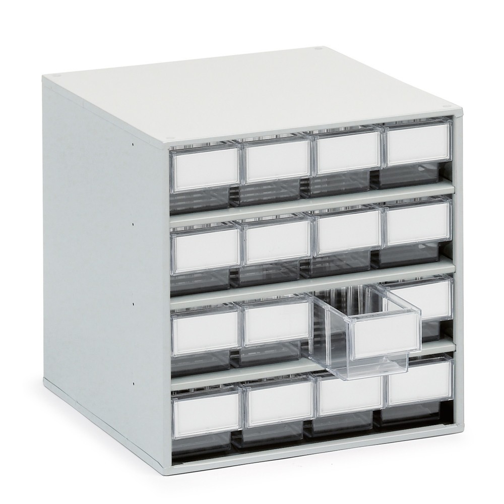 Produktabbildung: TRESTON Schubladenmagazin, 16 Schubladen, Tiefe 400 mm, glasklar