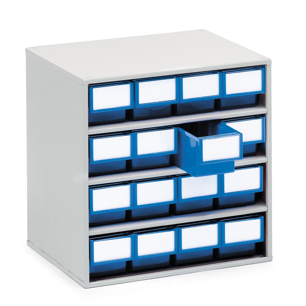 Produktabbildung: TRESTON Schubladenmagazin, 16 Schubladen, Tiefe 300 mm, blau