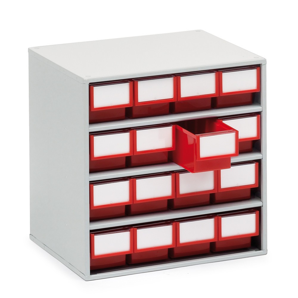 Produktabbildung: TRESTON Schubladenmagazin, 16 Schubladen, Tiefe 300 mm, rot