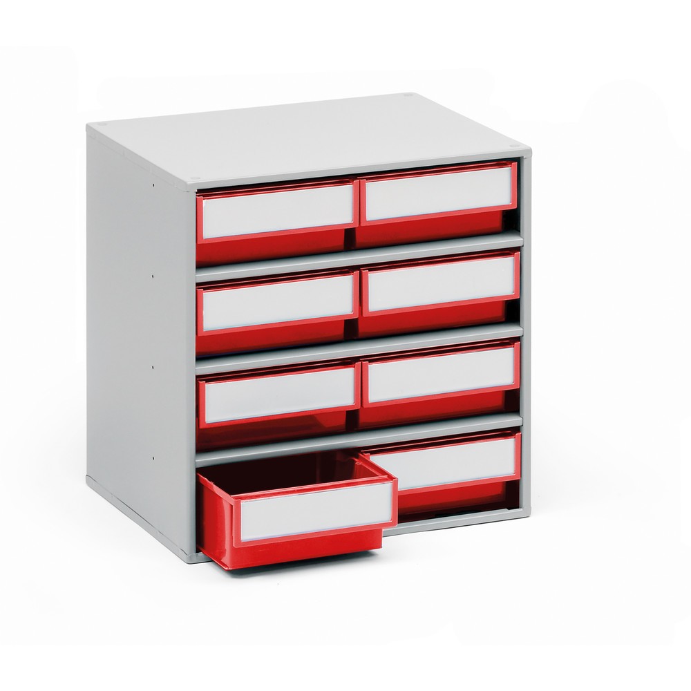 Produktabbildung: TRESTON Schubladenmagazin, 8 Schubladen, Tiefe 300 mm, rot