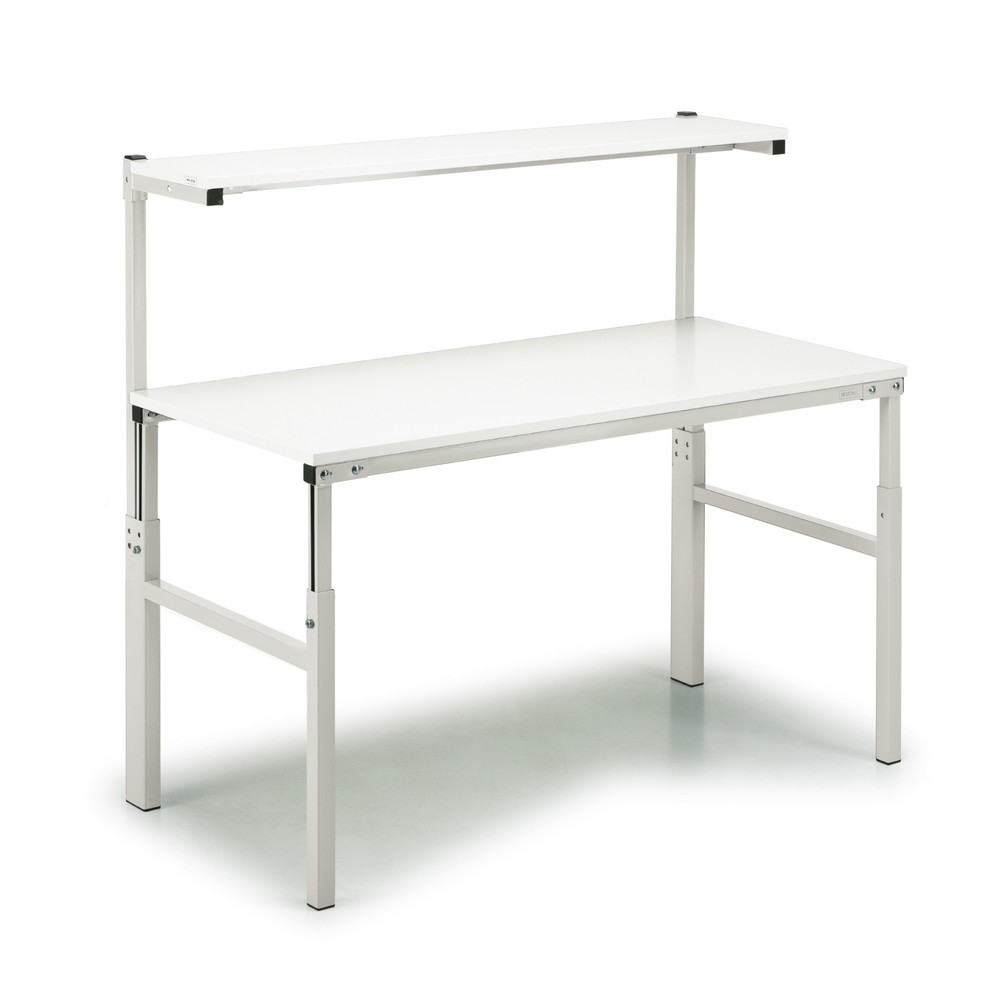 Produktabbildung: TRESTON Arbeitstisch mit Etagenbord, höhenverstellbar, TK 300 kg, BxT 1.500 x 700 mm