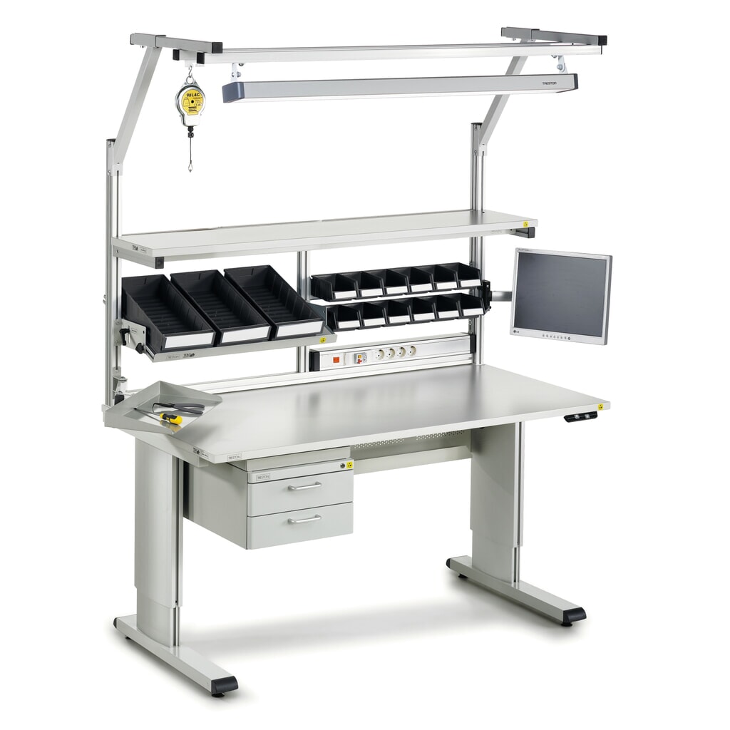 TRESTON WB-Arbeitstisch, ESD, manuell höhenverstellbar, BxT 1.800 x 800 mm Produktabbildung Nr. 6: TRESTON WB-Arbeitstisch, ESD, manuell höhenverstellbar, BxT 1.800 x 800 mm