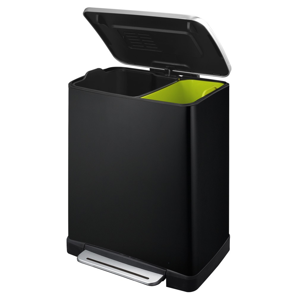 Produktabbildung Nr. 3: Tret-Abfallsammler Recycling aus Edelstahl, 10 + 9 l, matt/Schwarz