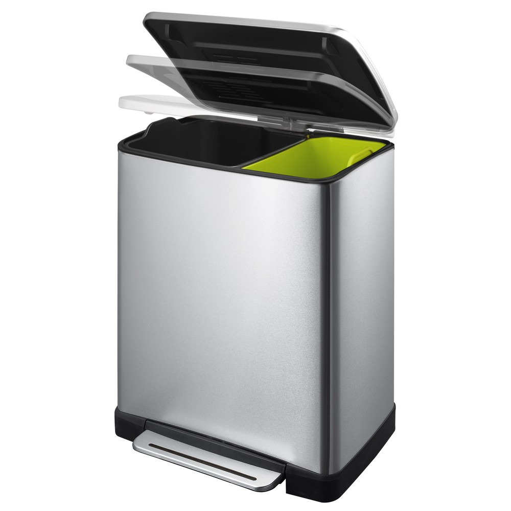 Produktabbildung Nr. 2: Tret-Abfallsammler Recycling aus Edelstahl, 10 + 9 l, matt