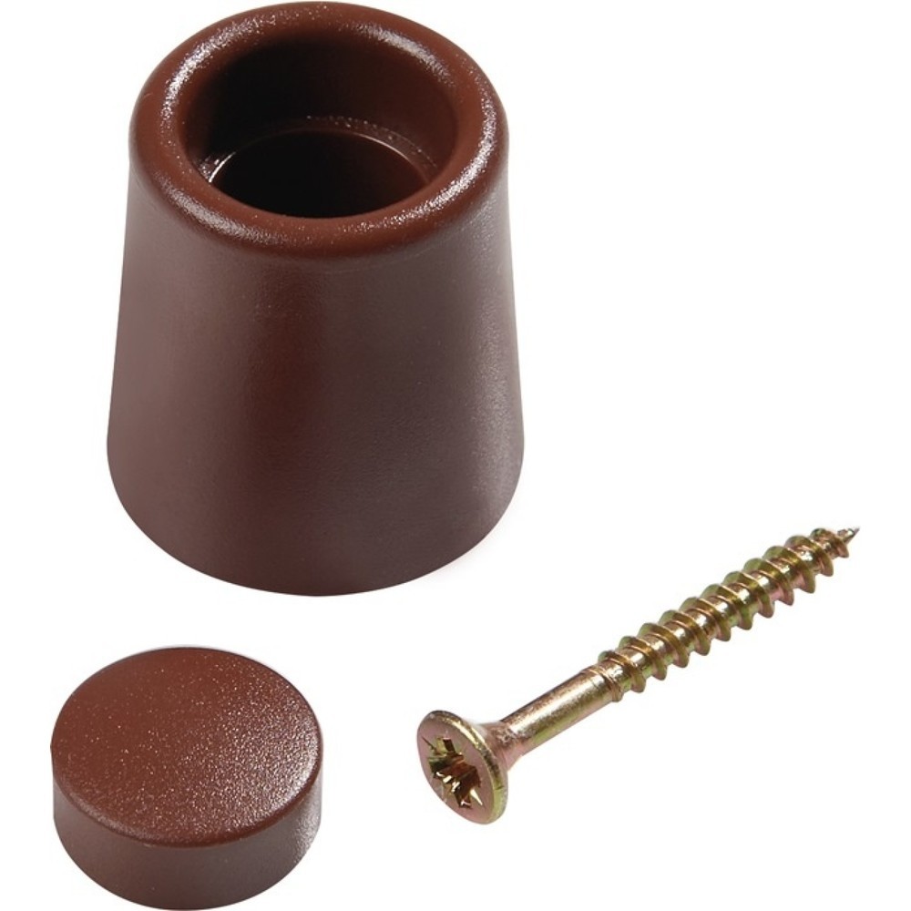 Produktabbildung: Türpuffer, braun, Ø 29 mm Höhe 35 mm, Dübelmontage