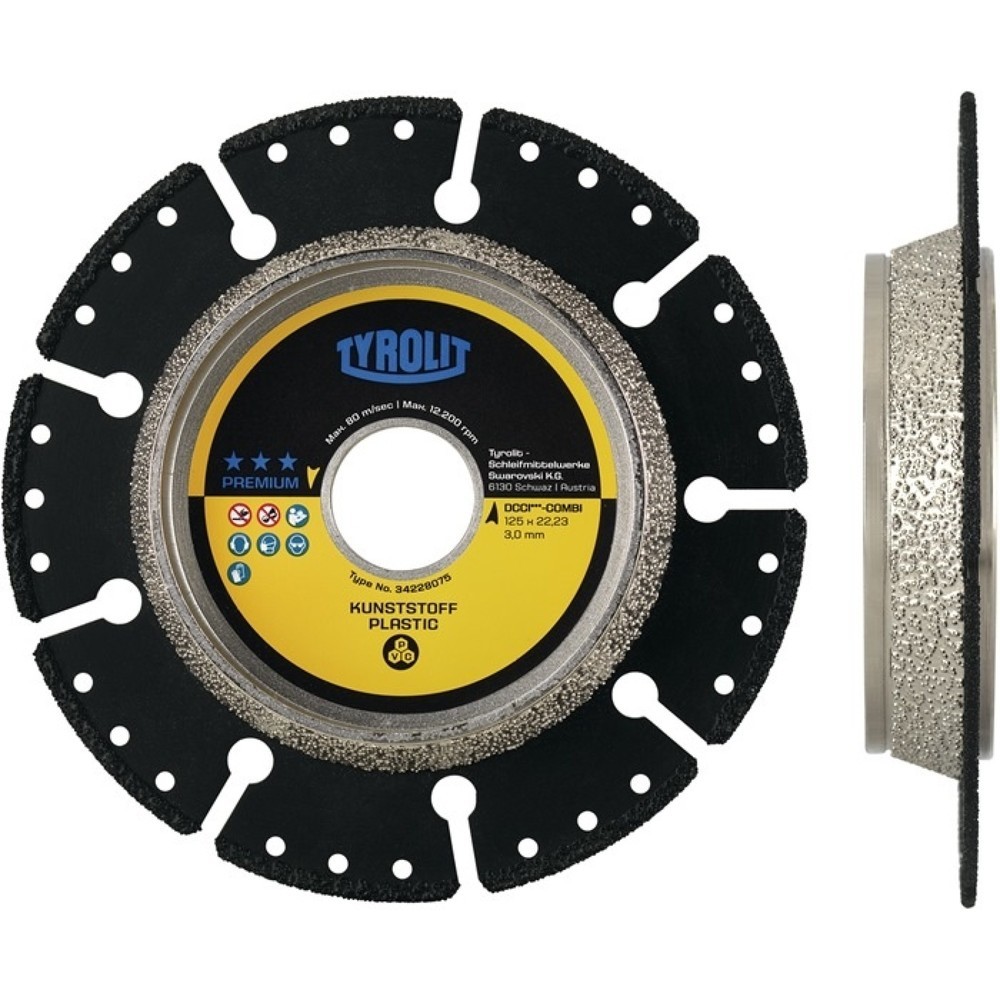 Produktabbildung: TYROLIT Diamanttrennscheibe DCCI Premium D.125mm Bohr.22,23mm 3mm