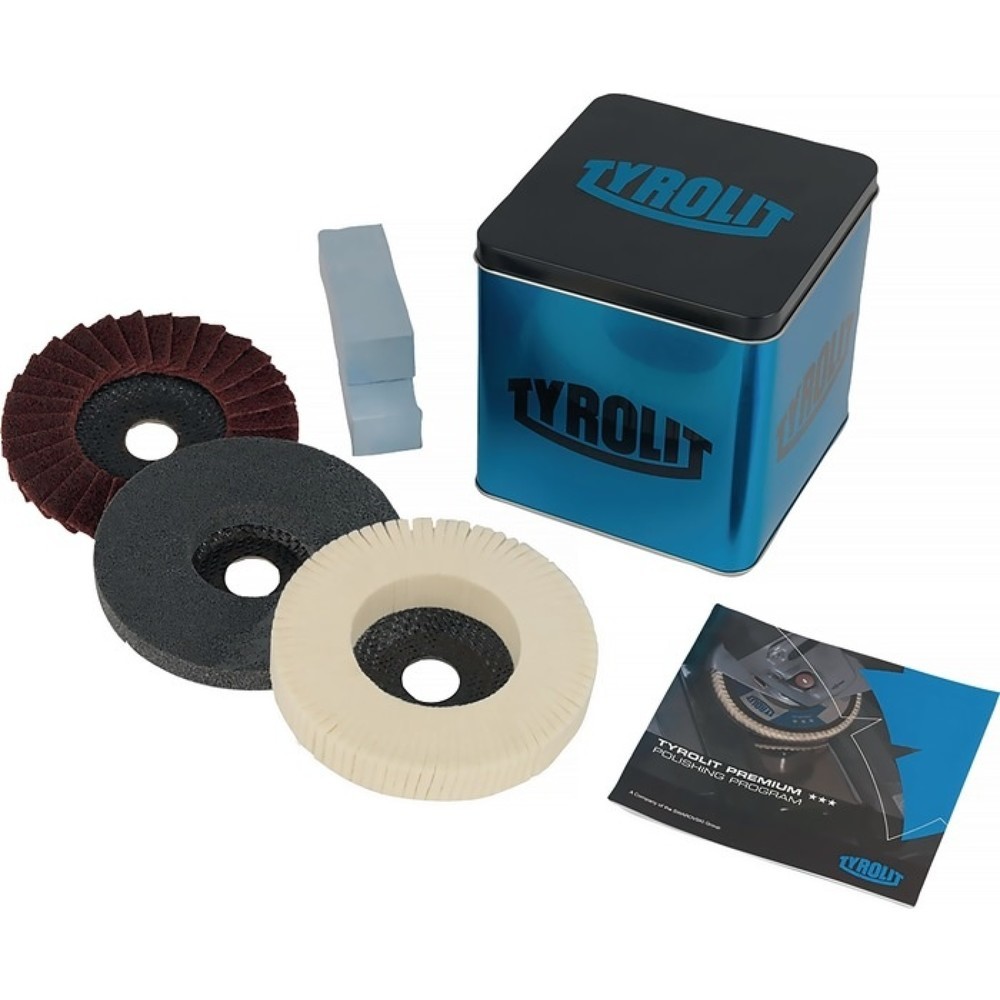 Produktabbildung: TYROLIT Polierprogrammset PREMIUM, 5-teilig Durchmesser 125 mm, passend für Winkelschleifer