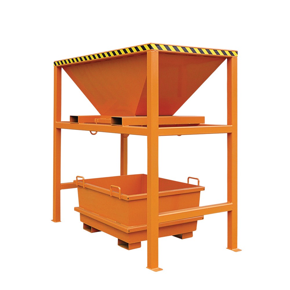 Produktabbildung: Eichinger® Übergabe-Silo mit Einfahrtaschen, Standgestell, RAL 2004 reinorange