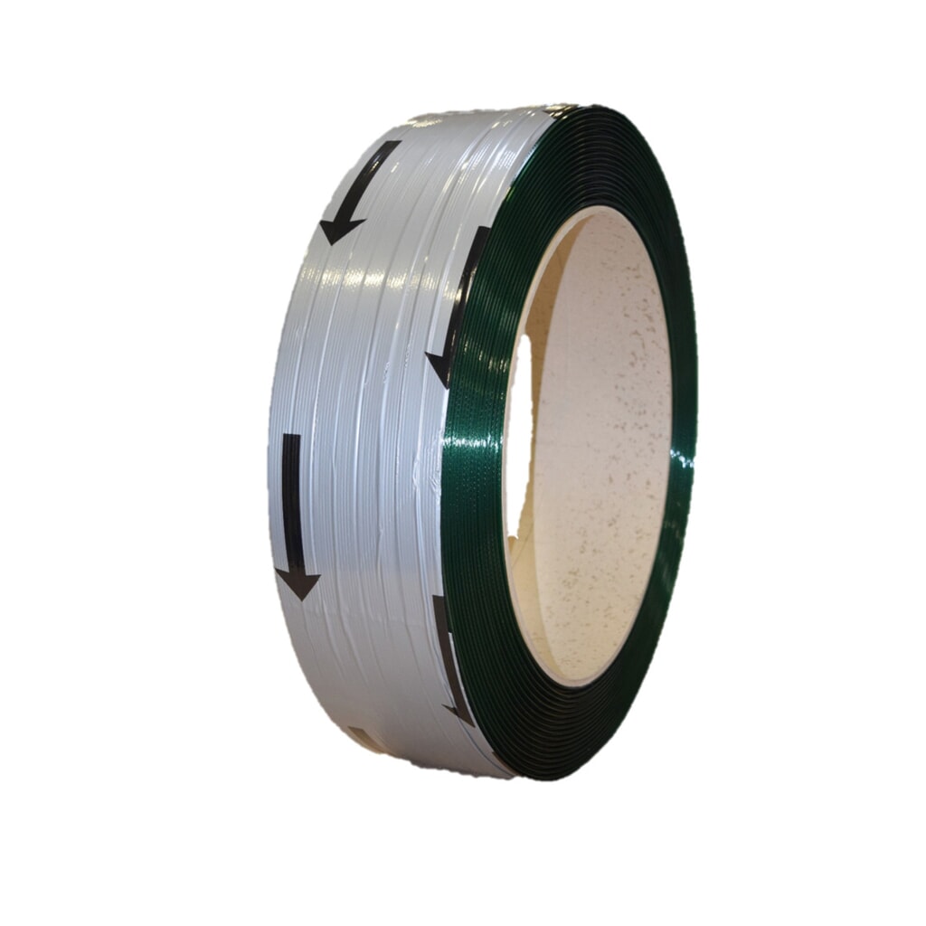 Umreifungsband aus PET, High Quality, geprägt, Kern-Ø 406 mm, grün