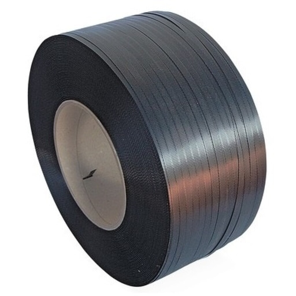 Umreifungsband aus PP für Paletten-Umreifungsmaschine TP-502 MV u. Umreifungsgerät Modell 9000, Kern-Ø 200m, Stärke 0,75 mm, 12 mm x 2.500 lfm, schwarz Produktabbildung: Umreifungsband aus PP für Paletten-Umreifungsmaschine TP-502 MV u. Umreifungsgerät Modell 9000, Kern-Ø 200m, Stärke 0,75 mm, 12 mm x 2.500 lfm, schwarz