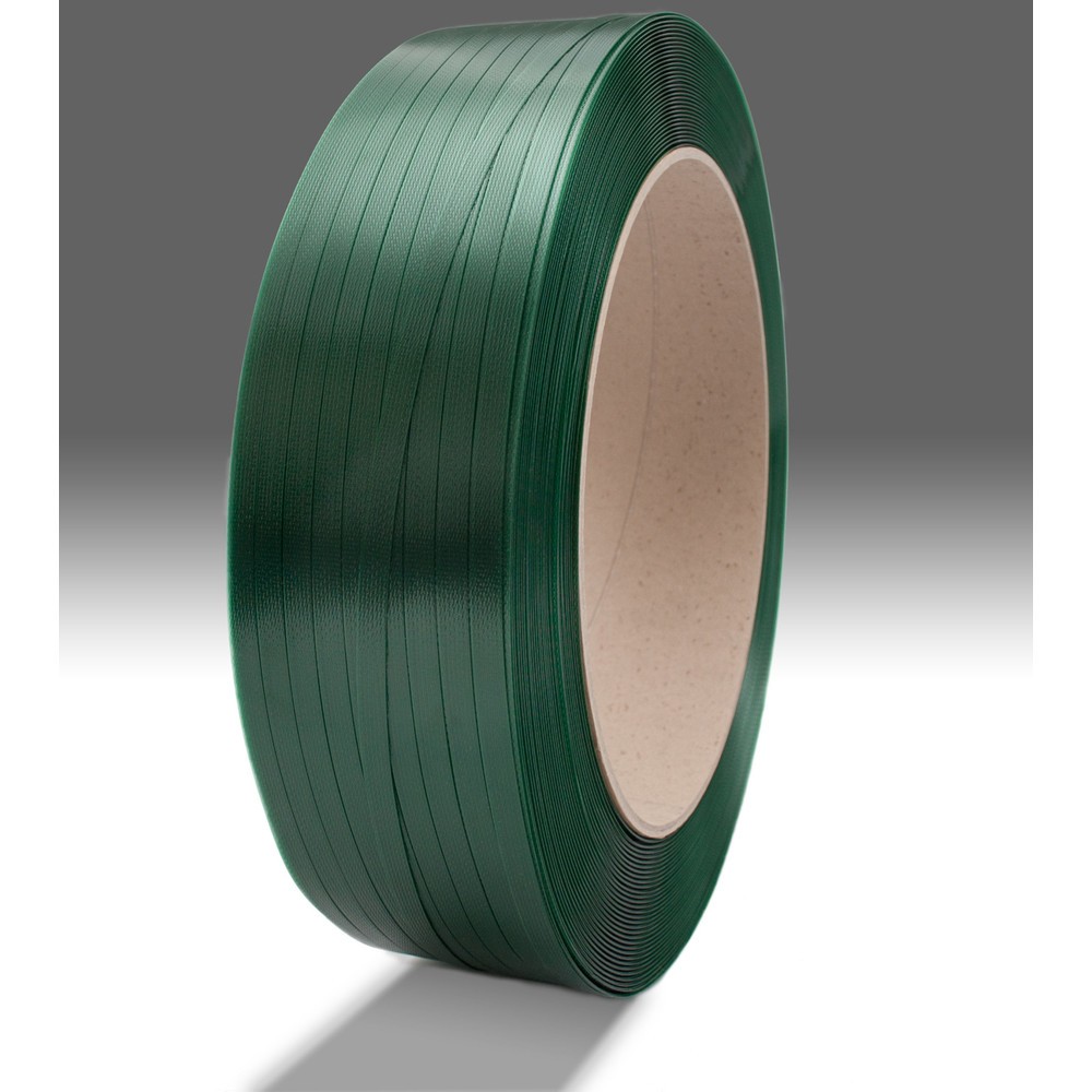 Produktabbildung: Umreifungsband GreenWave aus PET, gewaffelt, 15,5 mm x 1.750 lfm., Kern-Ø 406 mm, Stärke 0,70 mm, grün