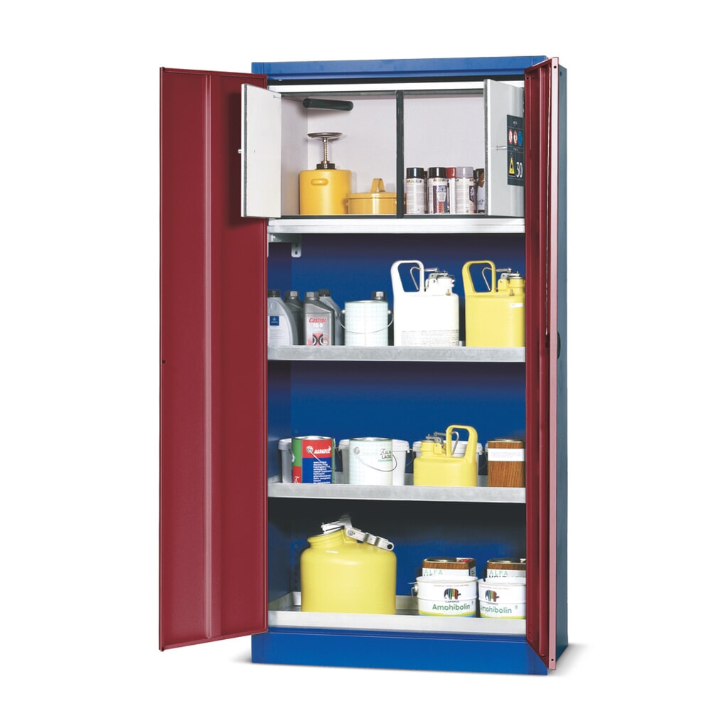 asecos® Chemikalienschrank mit Typ 30-Box, 2 Wannenböden, Bodenwanne (StawaR), HxBxT 1.950 x 950 x 500 mm Produktabbildung: asecos® Chemikalienschrank mit Typ 30-Box, 2 Wannenböden, Bodenwanne (StawaR), HxBxT 1.950 x 950 x 500 mm