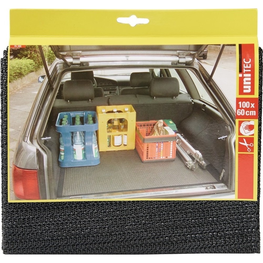 Produktabbildung: UNITEC Kofferraummatte, zuschneidbar, rutschhemmend, PVC grau, L60xB100 cm