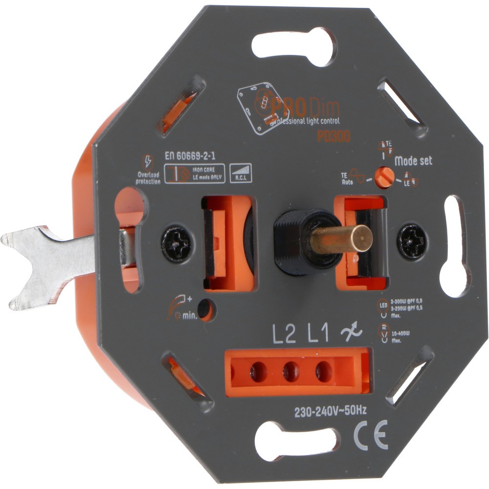 Produktabbildung: Universal-Dimmer - 300W - Phasenanschnitt-/Phasenabschnittsteuerung - 2-Draht-Systeme