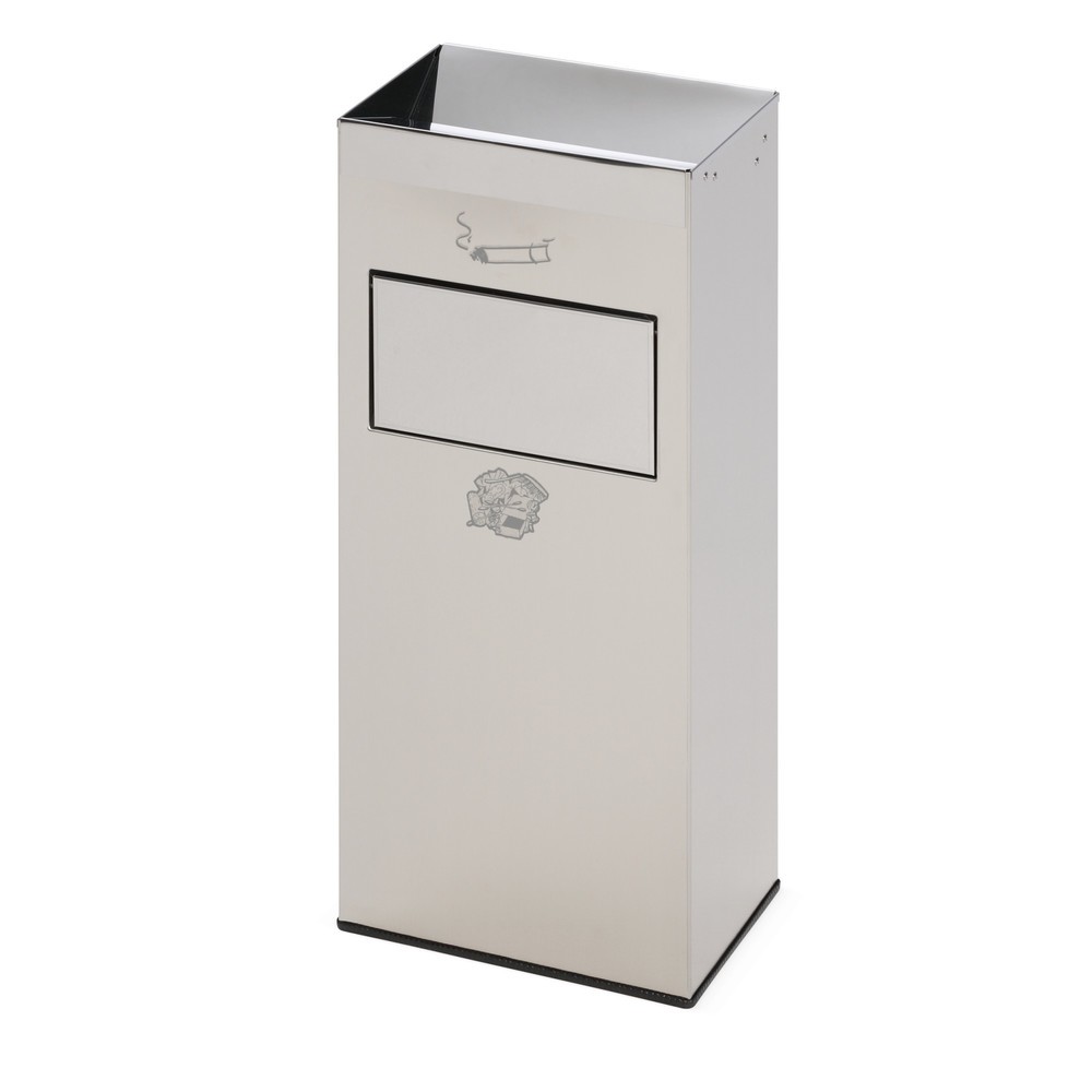 Produktabbildung: VAR® Ascher-Abfall-Kombination, Edelstahl, 21 Liter, mit Einwurfklappe