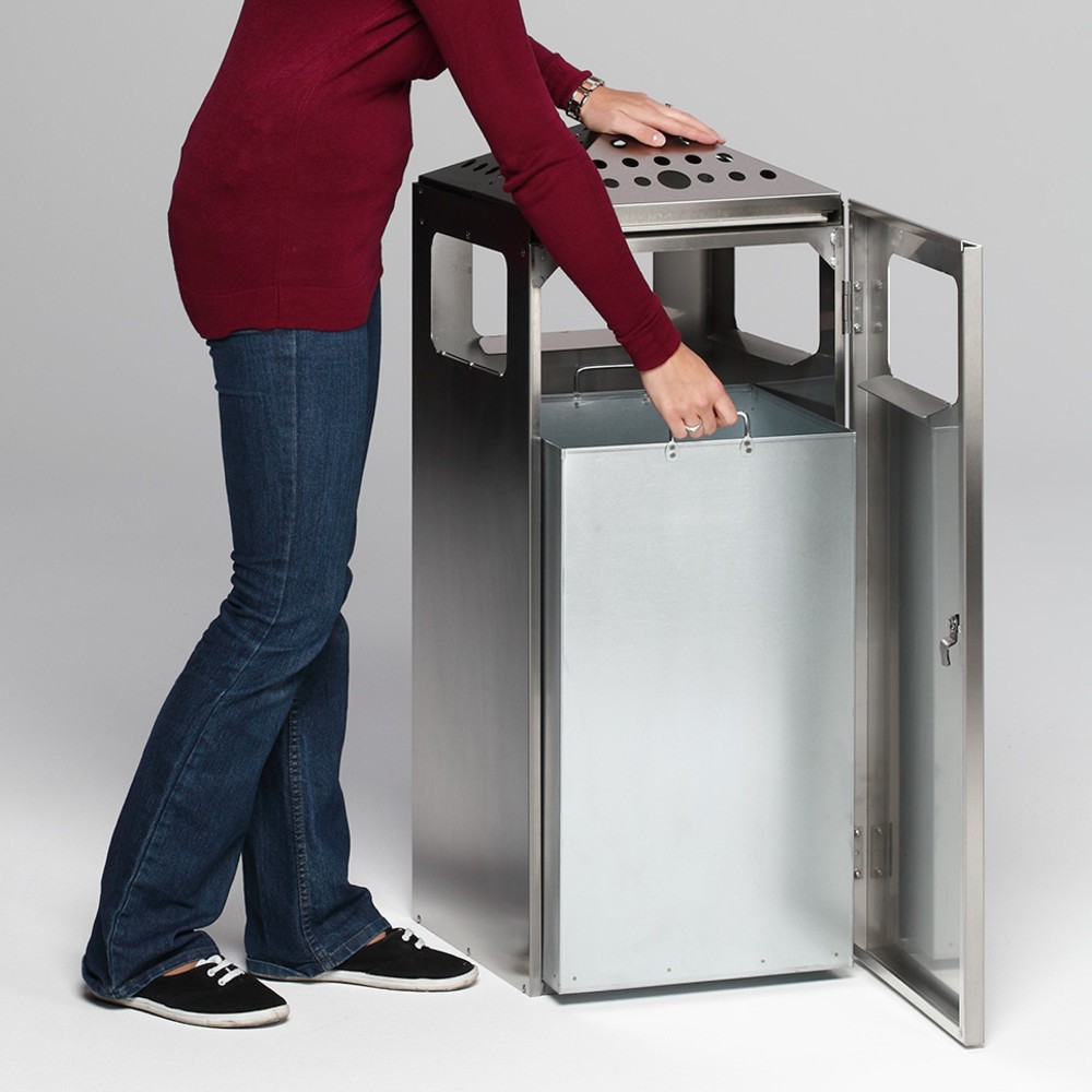 Produktabbildung Nr. 2: VAR® Ascher-Abfall-Kombination, mit gelochtem Dach, Edelstahl, 80 Liter