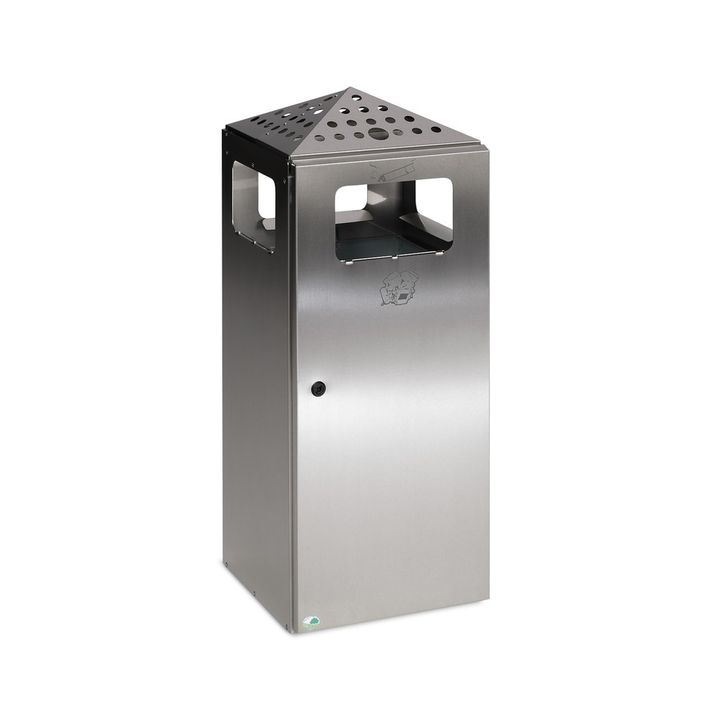 Produktabbildung Nr. 1: VAR® Ascher-Abfall-Kombination, mit gelochtem Dach, Edelstahl, 80 Liter
