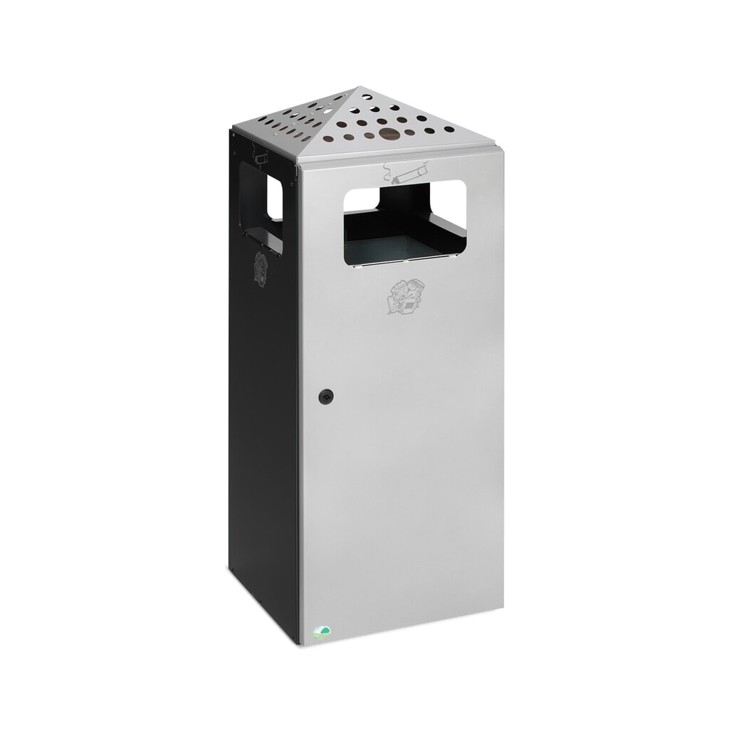 VAR® Ascher-Abfall-Kombination, mit gelochtem Dach, Stahlblech, 80 Liter Produktabbildung: VAR® Ascher-Abfall-Kombination, mit gelochtem Dach, Stahlblech, 80 Liter