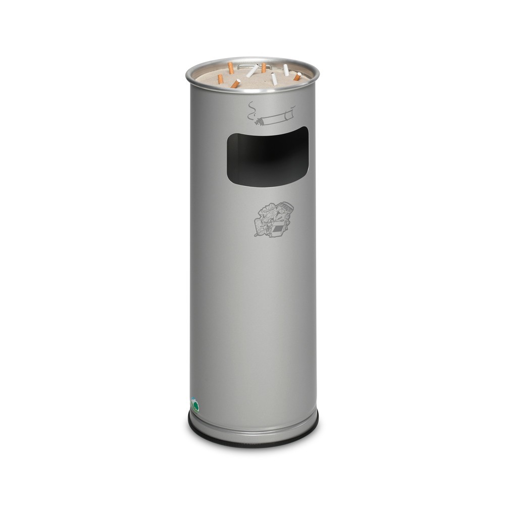 Produktabbildung: VAR® Ascher-Abfall-Kombination, Standmodell, 16,7 Liter, silber