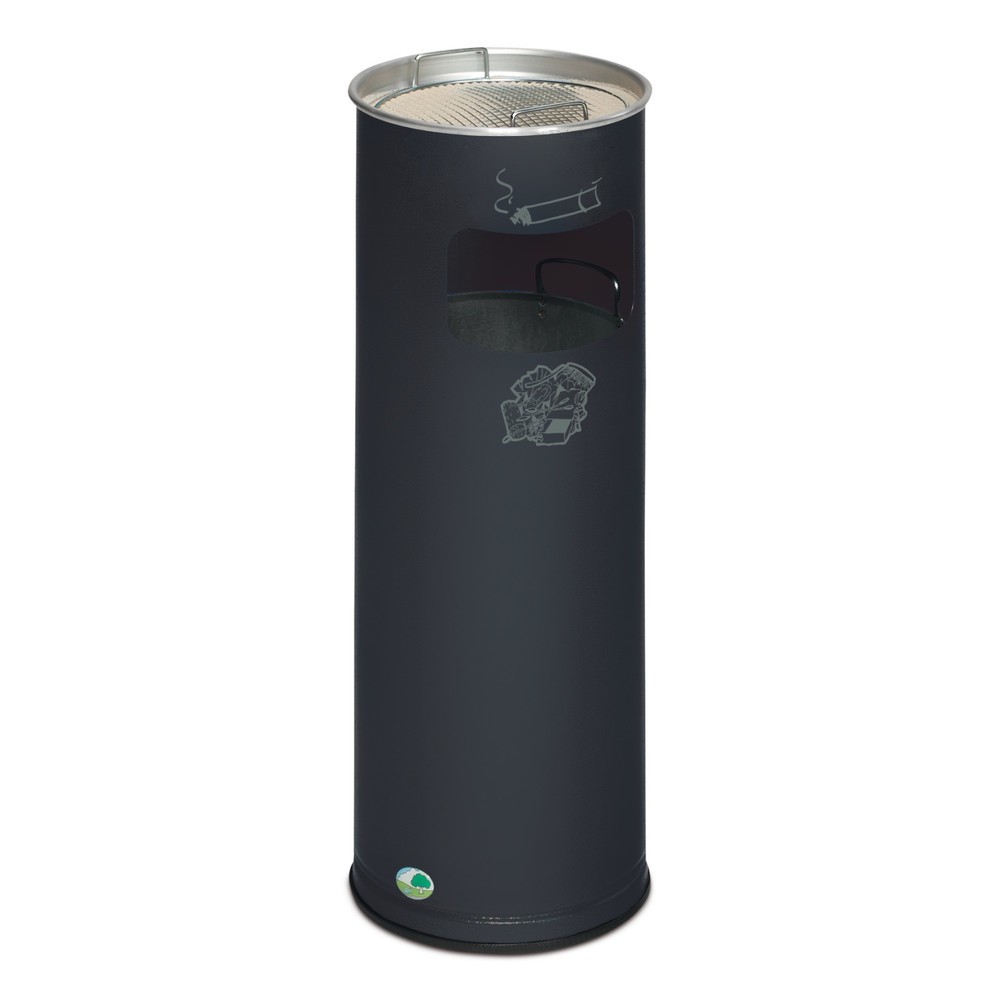Produktabbildung: VAR® Ascher-Abfall-Kombination, Standmodell, 16,7 Liter, schwarzgrau