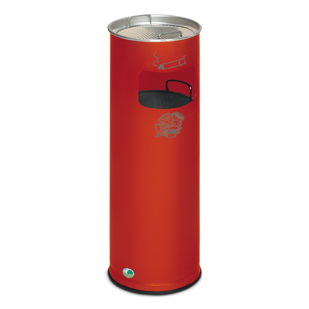 VAR® Ascher-Abfall-Kombination, Standmodell, 16,7 Liter, feuerrot Produktabbildung: VAR® Ascher-Abfall-Kombination, Standmodell, 16,7 Liter, feuerrot