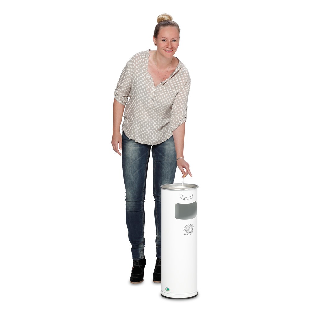 Produktabbildung: VAR® Ascher-Abfall-Kombination, Standmodell, 16,7 Liter, verkehrsweiß