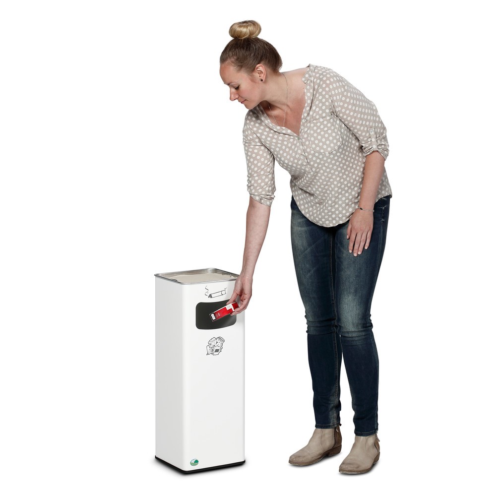 Produktabbildung Nr. 2: VAR® Ascher-Abfall-Kombination, Standmodell, 31,7 Liter, verkehrsweiß