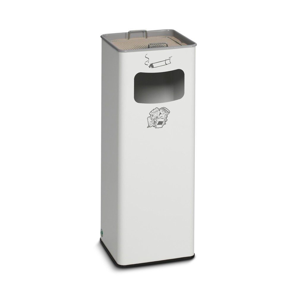 Produktabbildung: VAR® Ascher-Abfall-Kombination, Standmodell, 31,7 Liter, verkehrsweiß