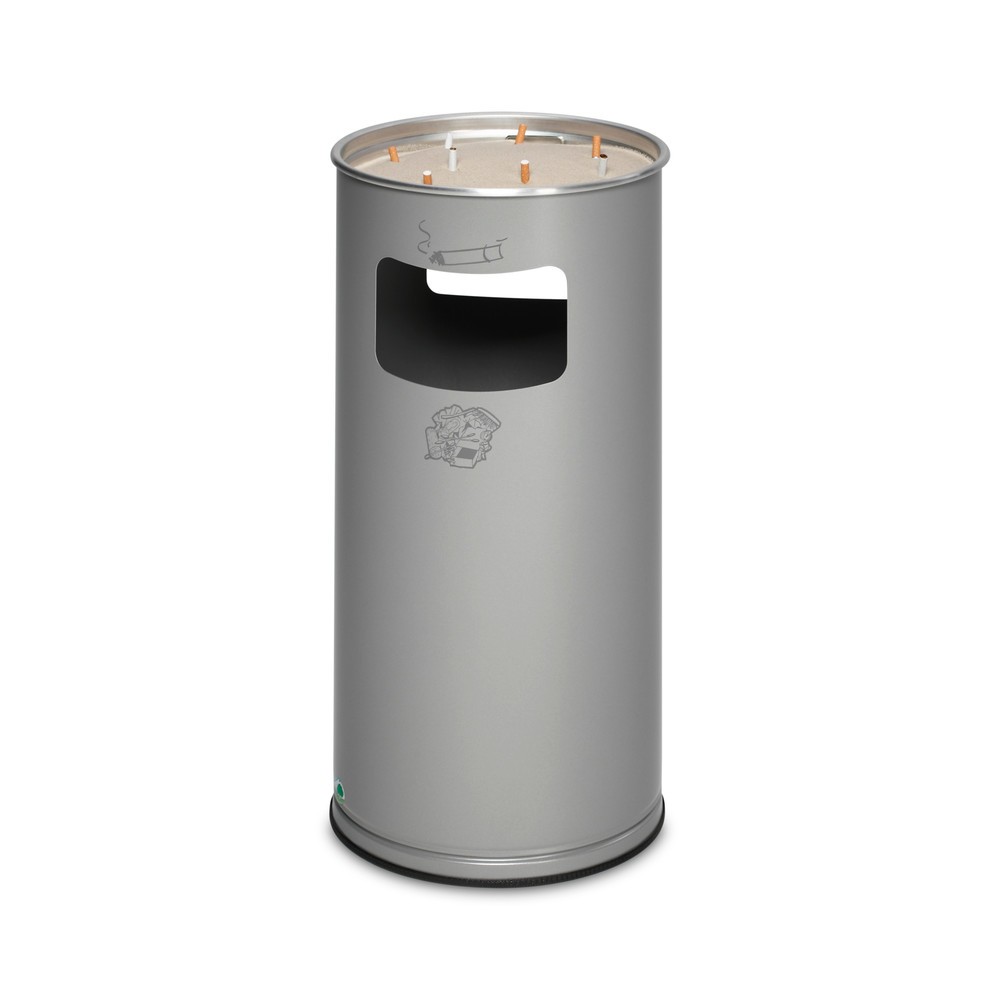 Produktabbildung: VAR® Ascher-Abfall-Kombination, Standmodell, 37,4 Liter, silber