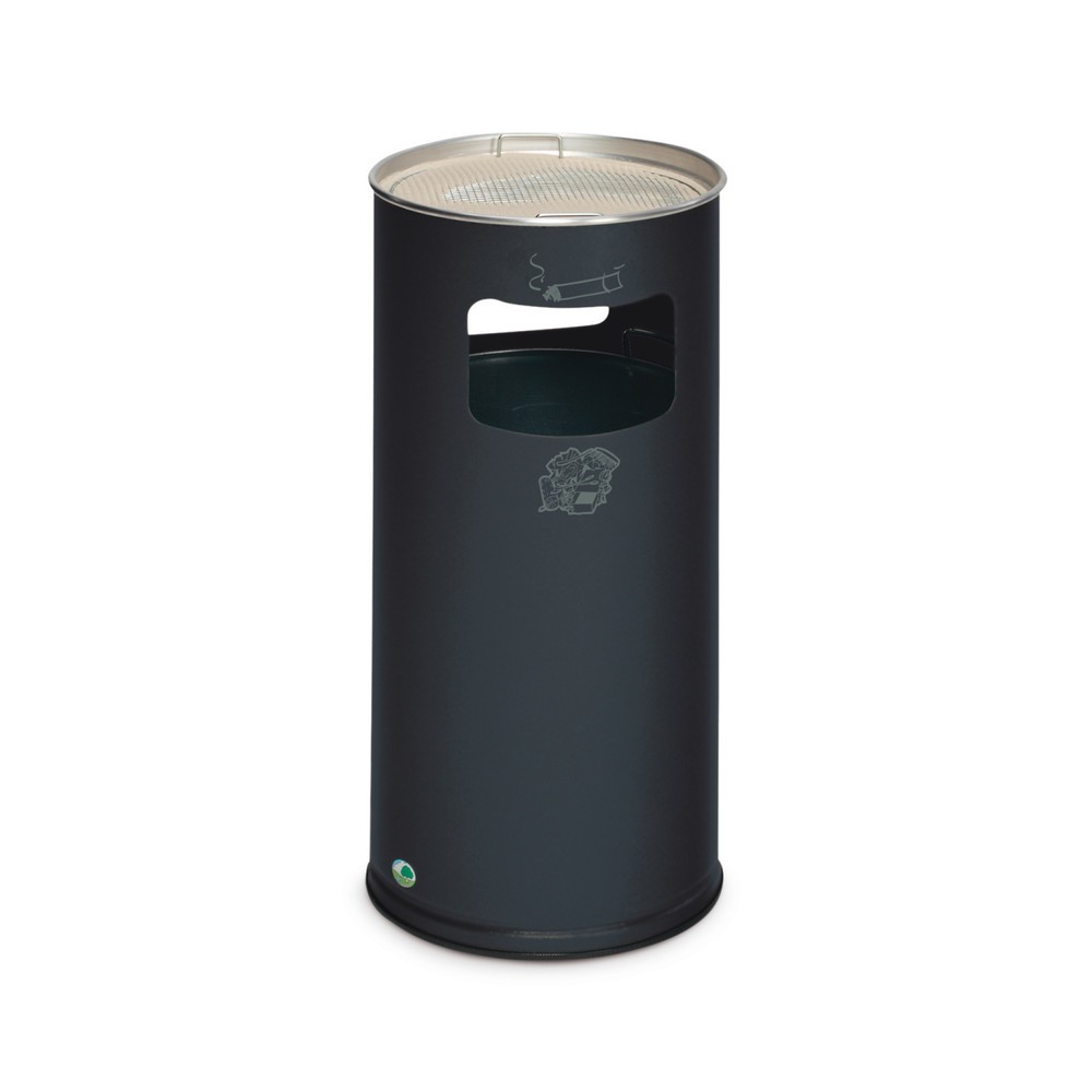 Produktabbildung: VAR® Ascher-Abfall-Kombination, Standmodell, 37,4 Liter, schwarzgrau