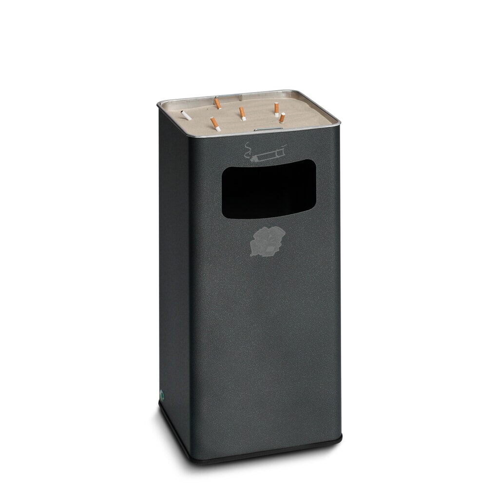VAR® Ascher-Abfall-Kombination, Standmodell, 53,4 Liter, antik-silber Produktabbildung: VAR® Ascher-Abfall-Kombination, Standmodell, 53,4 Liter, antik-silber