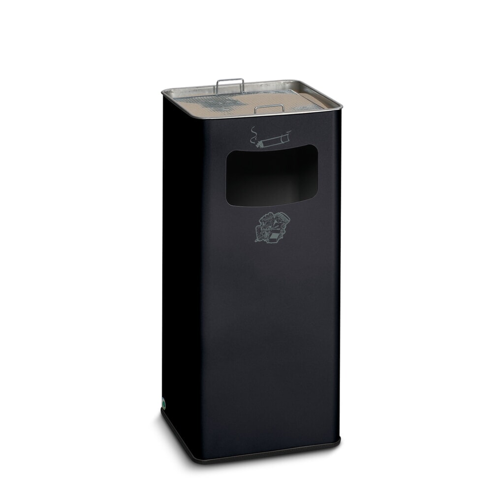 Produktabbildung: VAR® Ascher-Abfall-Kombination, Standmodell, 53,4 Liter, schwarzgrau