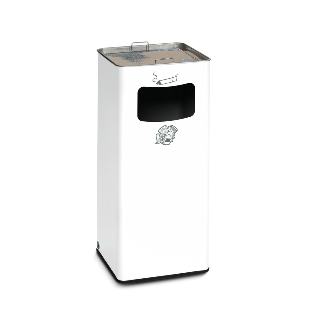 Produktabbildung: VAR® Ascher-Abfall-Kombination, Standmodell, 53,4 Liter, verkehrsweiß