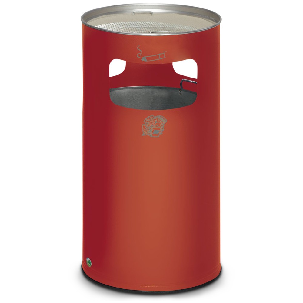 Produktabbildung: VAR® Ascher-Abfall-Kombination, Standmodell, 69,2 Liter, feuerrot