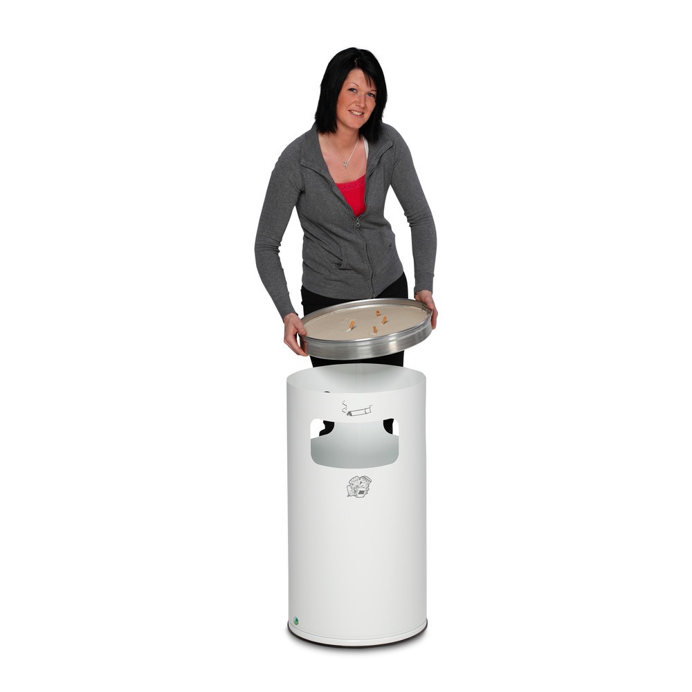 Produktabbildung Nr. 2: VAR® Ascher-Abfall-Kombination, Standmodell, 69,2 Liter, verkehrsweiß