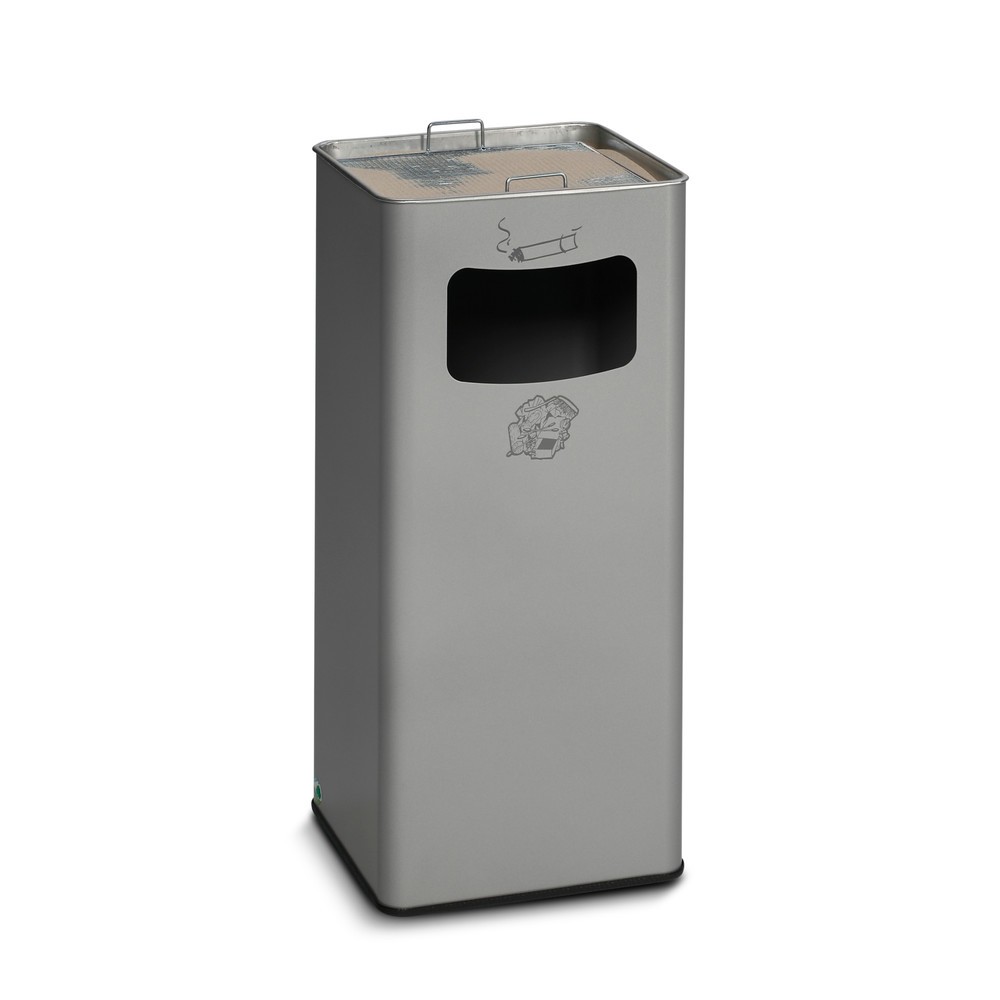 Produktabbildung: VAR® Ascher-Abfall-Kombination, Standmodell, 96,1 Liter, silber