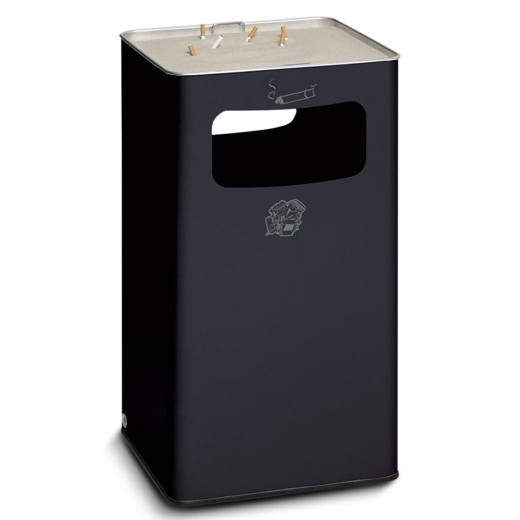 VAR® Ascher-Abfall-Kombination, Standmodell, 96,1 Liter, schwarzgrau Produktabbildung: VAR® Ascher-Abfall-Kombination, Standmodell, 96,1 Liter, schwarzgrau