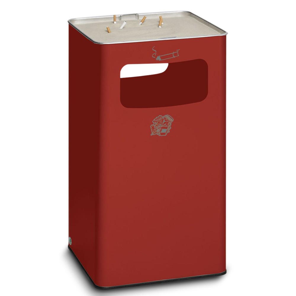 Produktabbildung: VAR® Ascher-Abfall-Kombination, Standmodell, 96,1 Liter, feuerrot