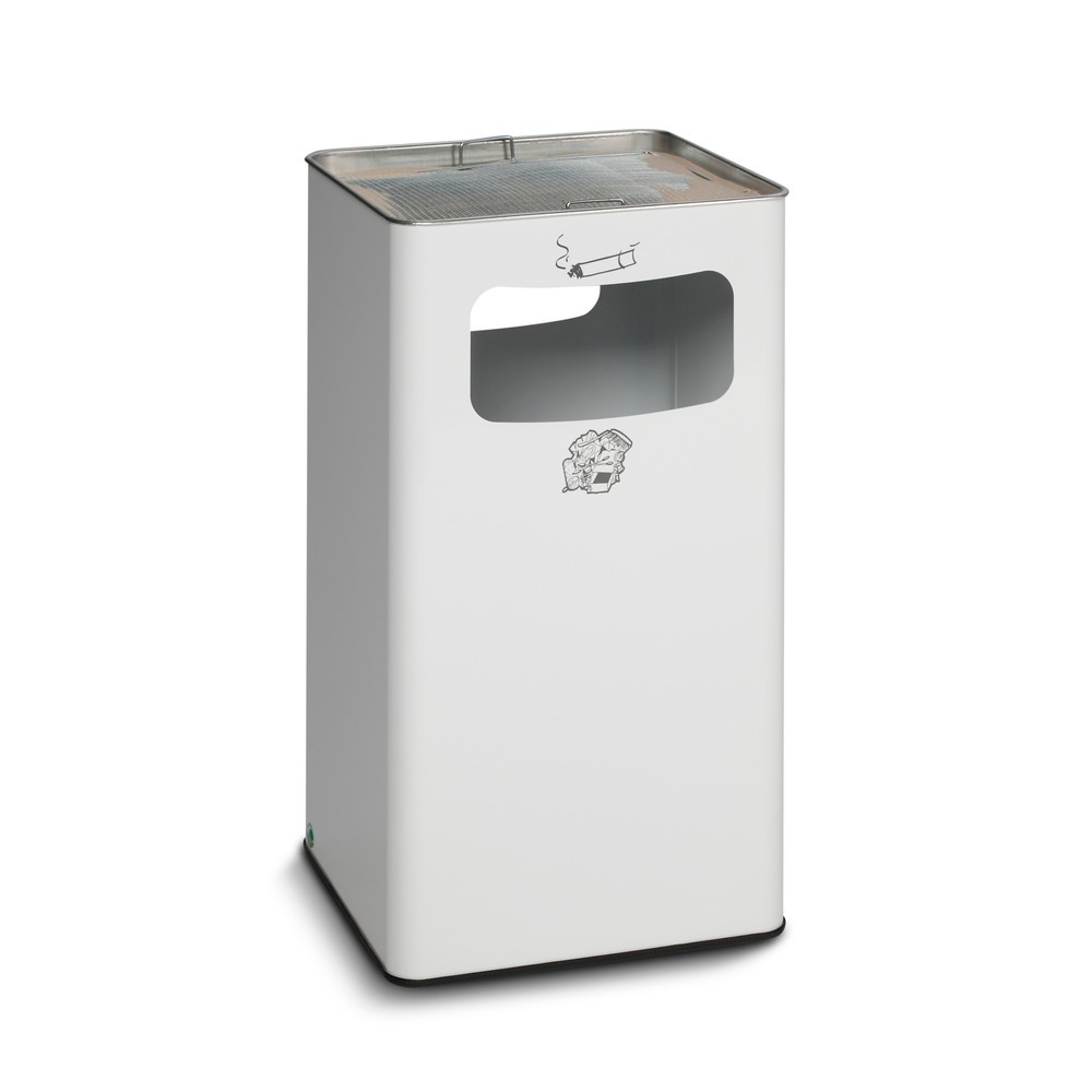 Produktabbildung: VAR® Ascher-Abfall-Kombination, Standmodell, 96,1 Liter, verkehrsweiß