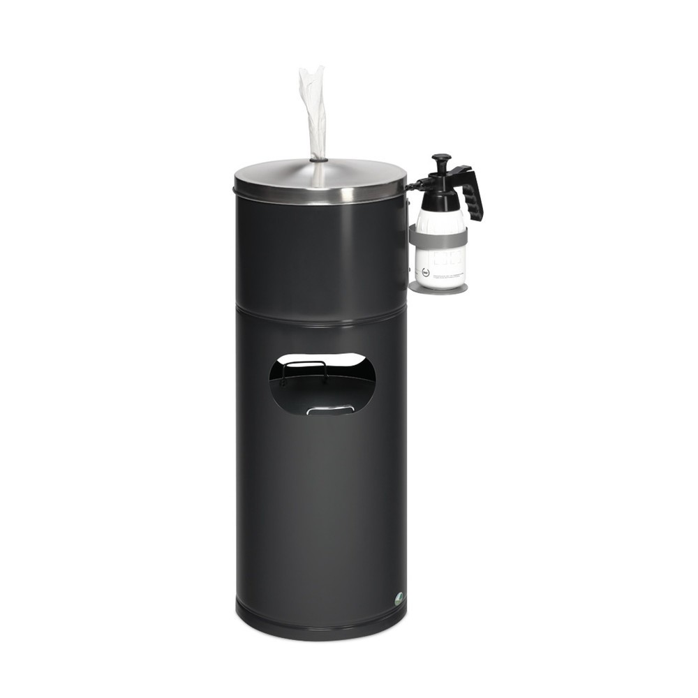 Produktabbildung: Desinfektionsstation für VAR®, Papiertücher, mit Flaschenhalter und Inneneinsatz, pulverbeschichtet