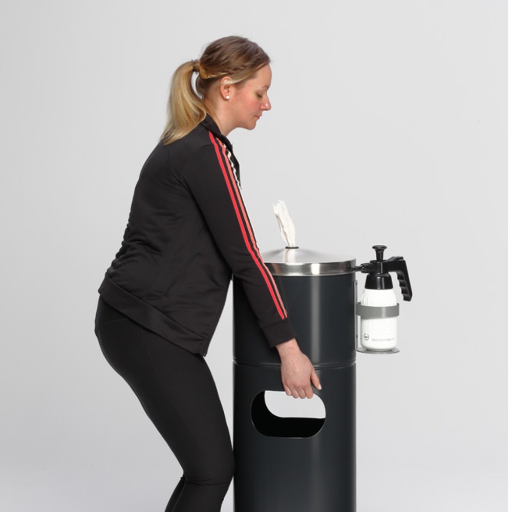Produktabbildung Nr. 3: Desinfektionsstation für VAR®, Papiertücher, mit Flaschenhalter und Inneneinsatz, pulverbeschichtet