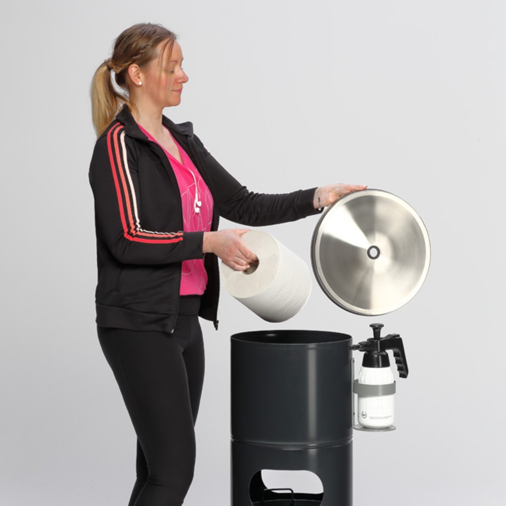 Produktabbildung Nr. 4: Desinfektionsstation für VAR®, Papiertücher, mit Flaschenhalter und Inneneinsatz, pulverbeschichtet