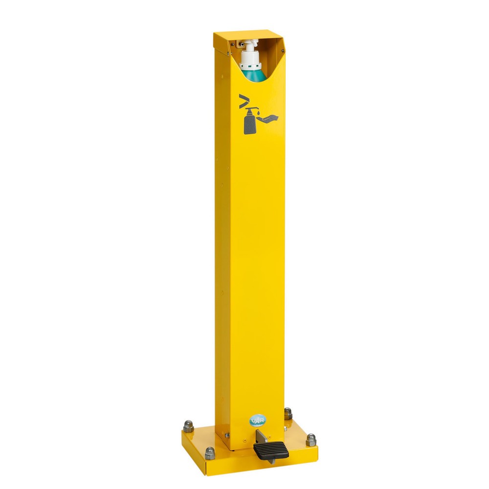 Produktabbildung: VAR ® Handdesinfektionsspender HDS 85, Bodenmontage, mit Spender u. Fußpedal, gelb