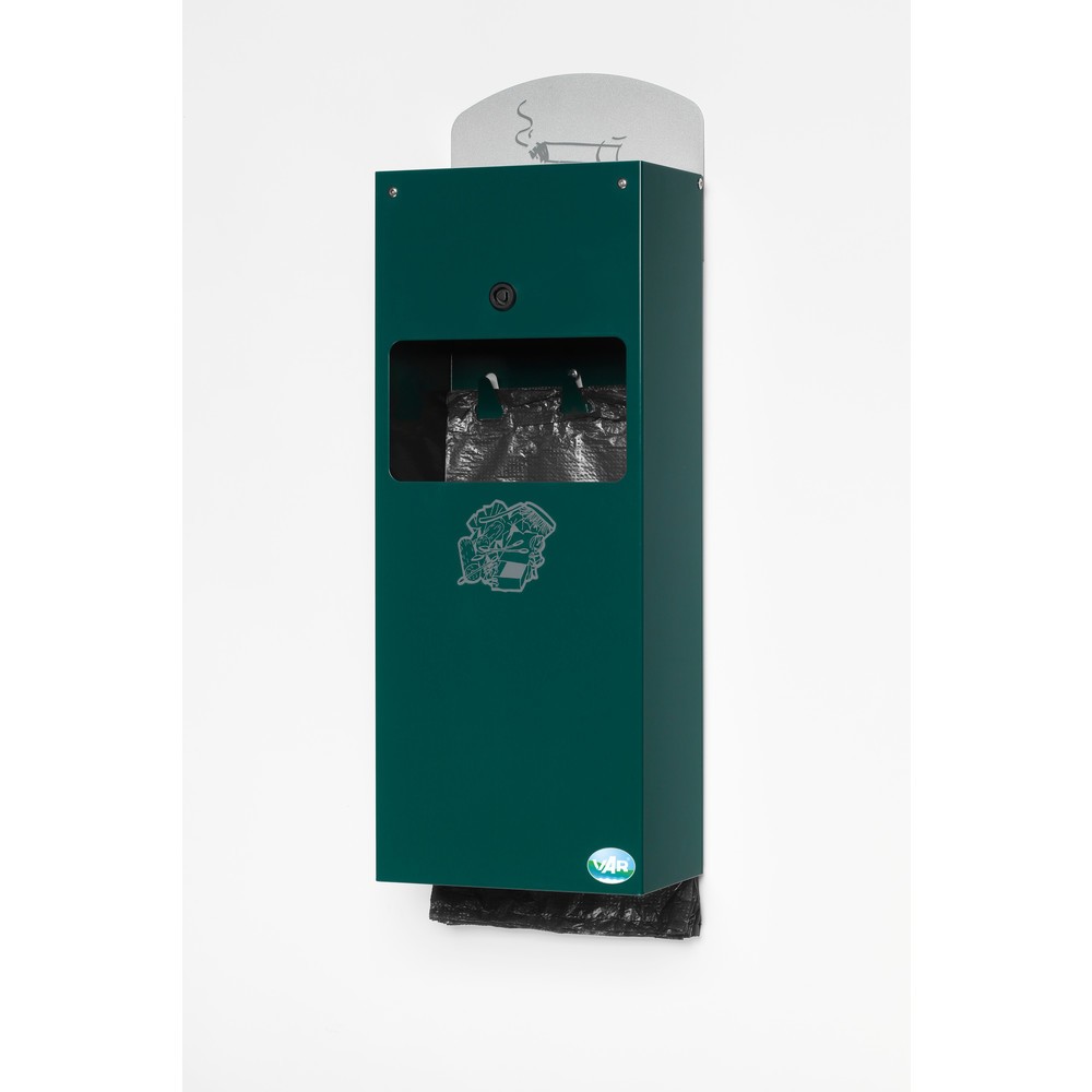 Produktabbildung: VAR® Hundekotbeutelspender DS 4, mit Ascher u. Inneneinsatz, moosgrün